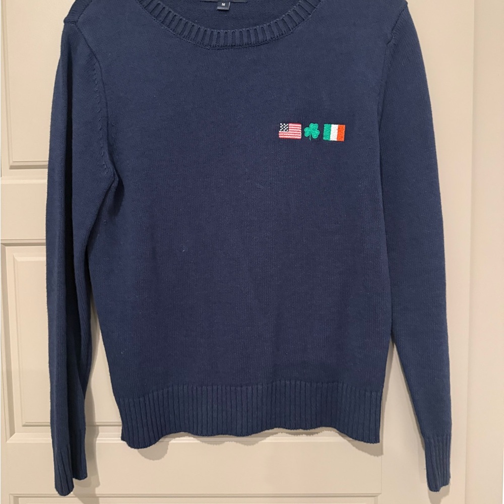 Kiel James Patrick Navy Blue Sweater with Irish American flag